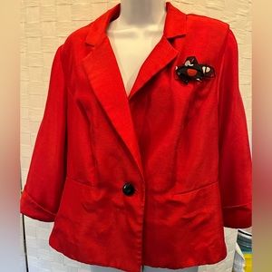 Dana Kay Single Button Red Jacket, 14W